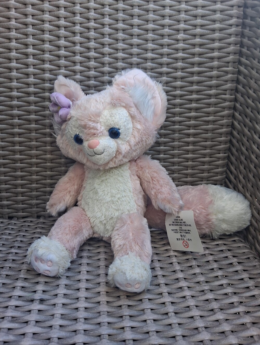 Disney Linabell 13" Plush Pink  Fox Stuffed Animal with Bow - Soft Cuddly Toy
